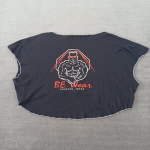 Vintage Body Building Shirt Mens OS Black Crop Top Sleeveless BE Wear Houston TX